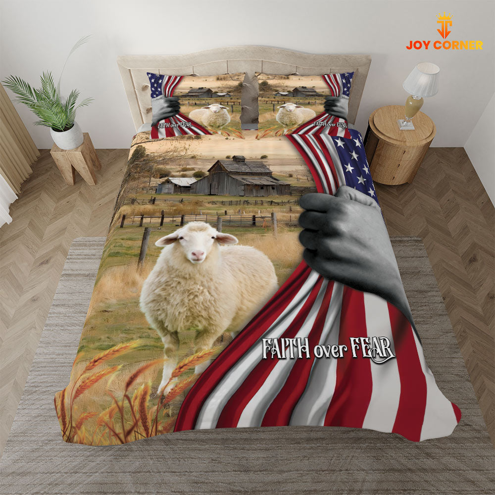 Sheep 3D US Flag Bedding Set