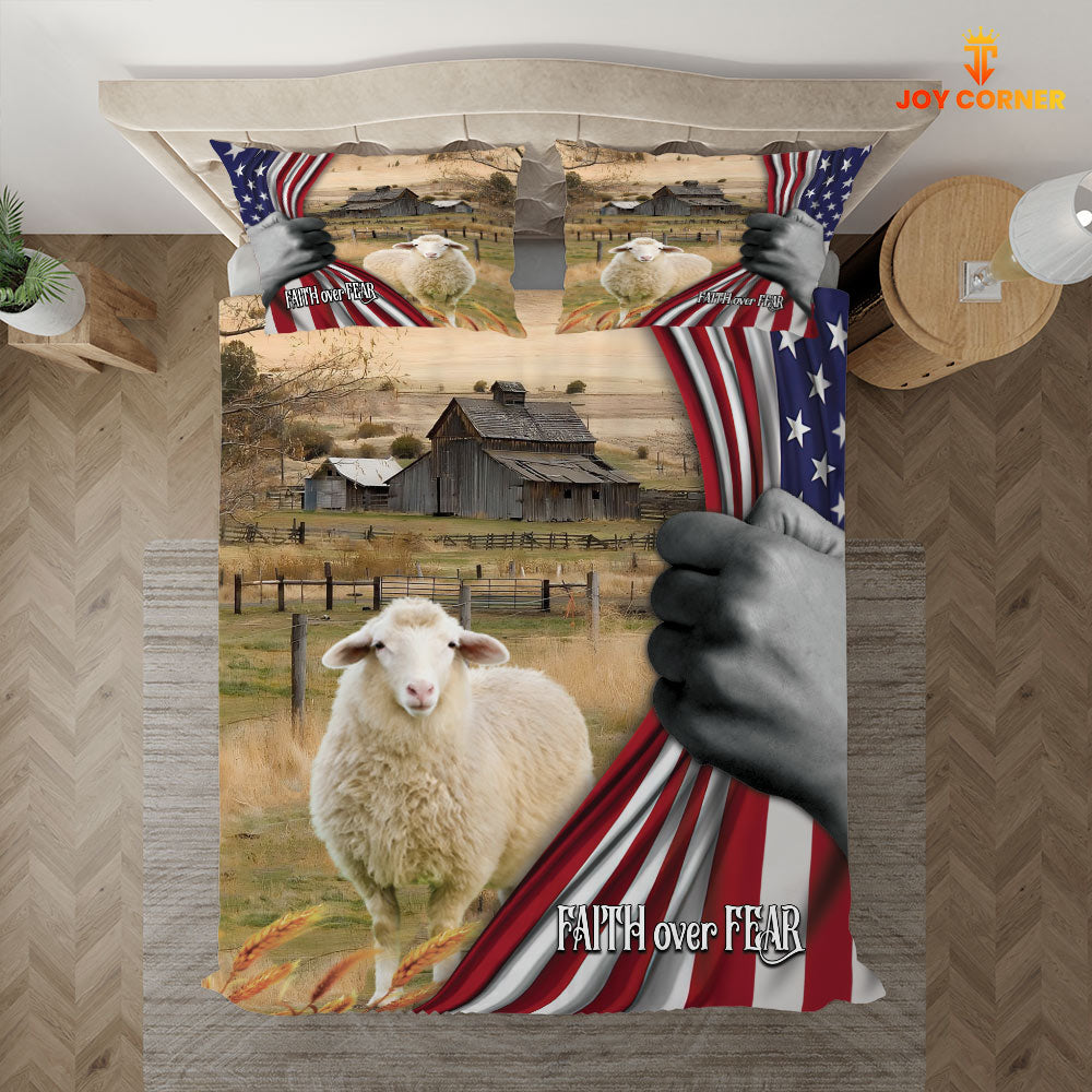 Sheep 3D US Flag Bedding Set