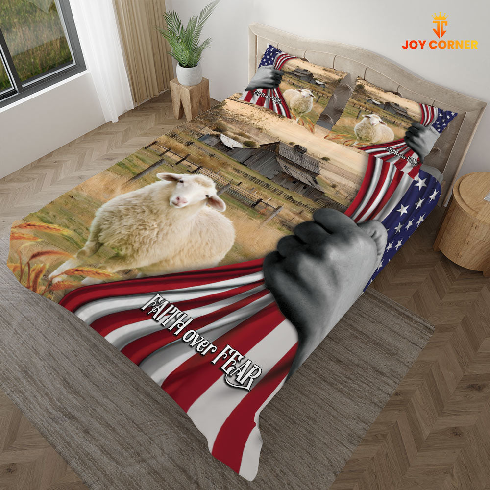 Sheep 3D US Flag Bedding Set