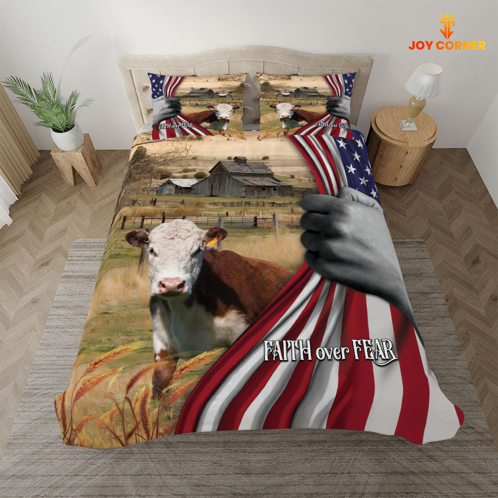 Hereford 3D US Flag Bedding Set