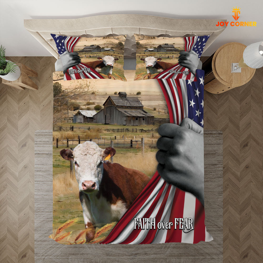 Hereford 3D US Flag Bedding Set