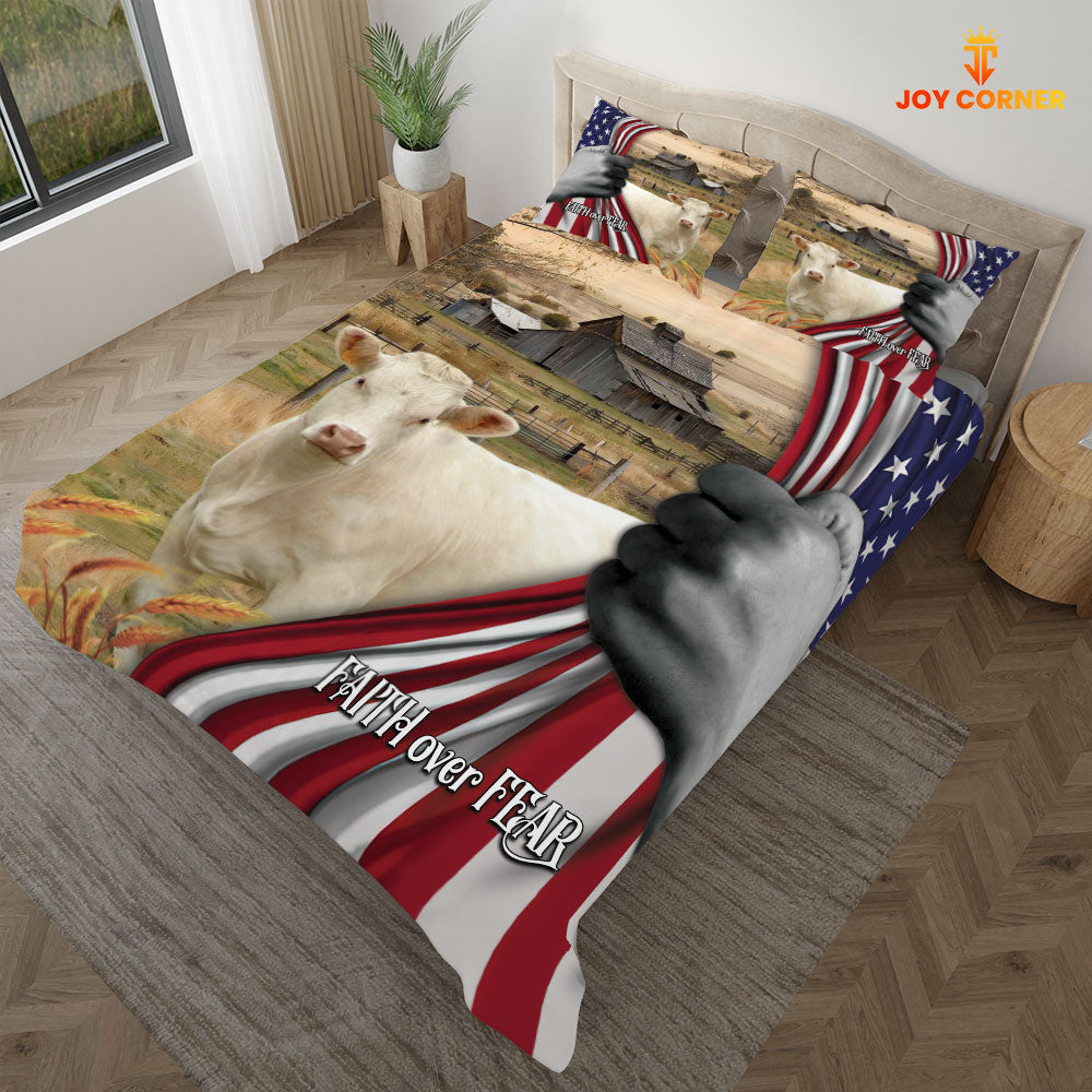 Charolais 3D US Flag Bedding Set