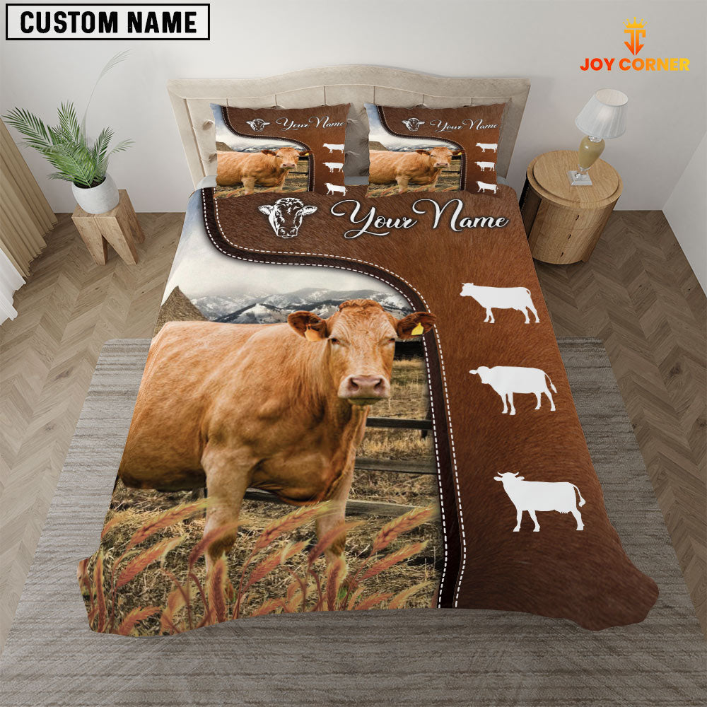 Limousin On Farm Brown 3D Bedding Set
