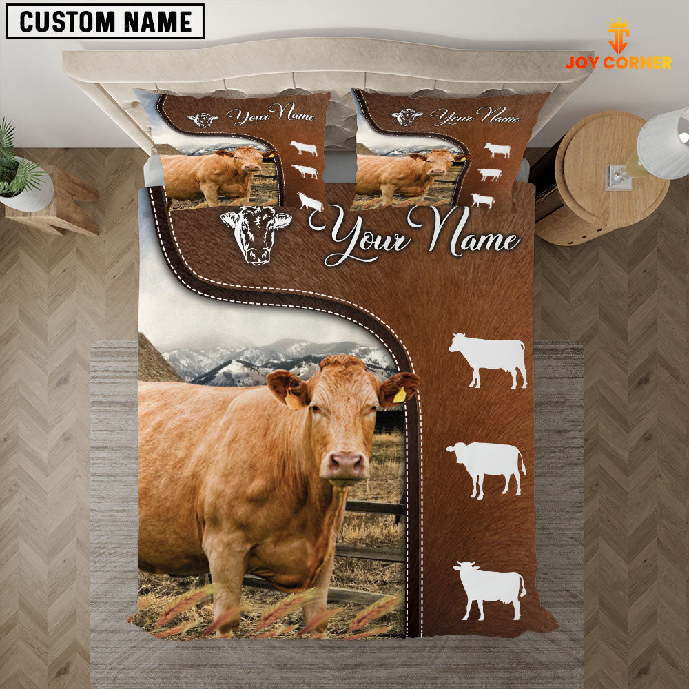 Limousin On Farm Brown 3D Bedding Set