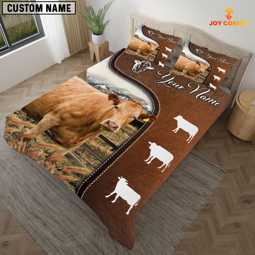 Limousin On Farm Brown 3D Bedding Set