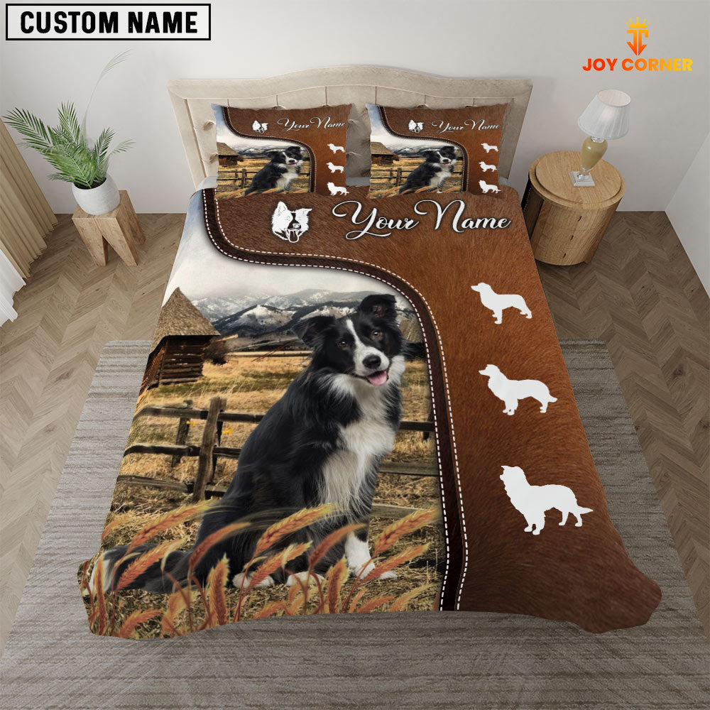 Border Collie On Farm Brown 3D Bedding Set