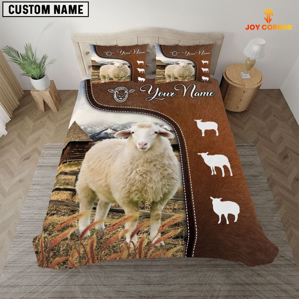 Sheep On Farm Brown 3D Bedding Set