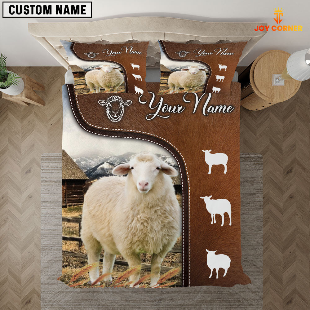 Sheep On Farm Brown 3D Bedding Set