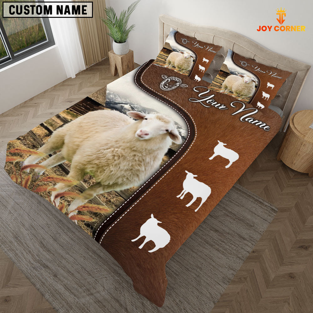 Sheep On Farm Brown 3D Bedding Set