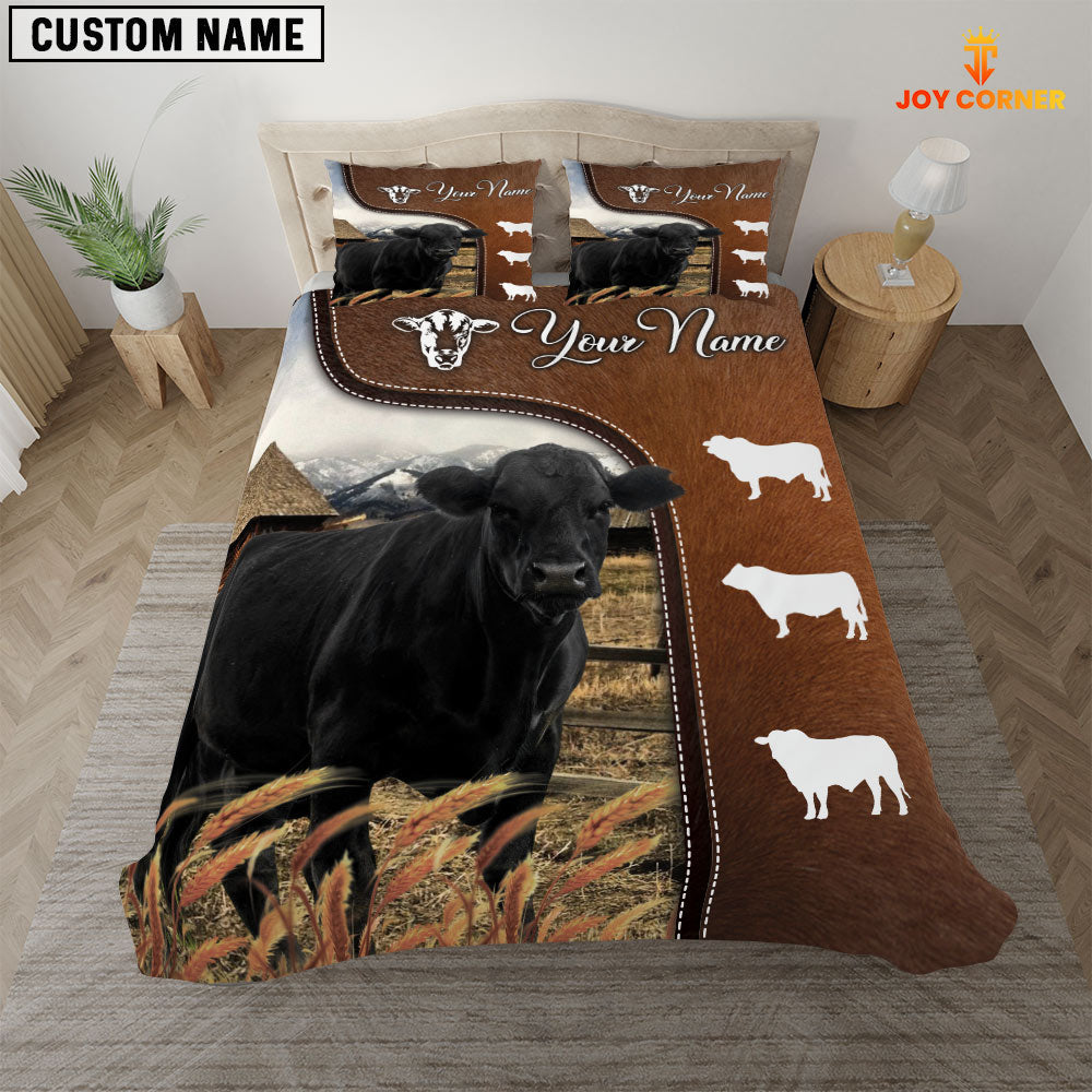 Black Angus On Farm Brown 3D Bedding Set