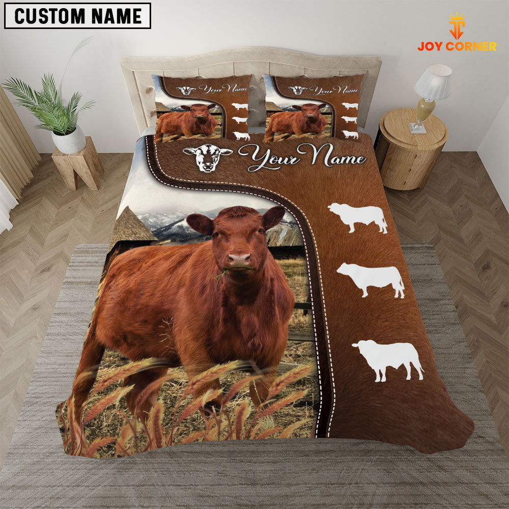Red Angus On Farm Brown 3D Bedding Set