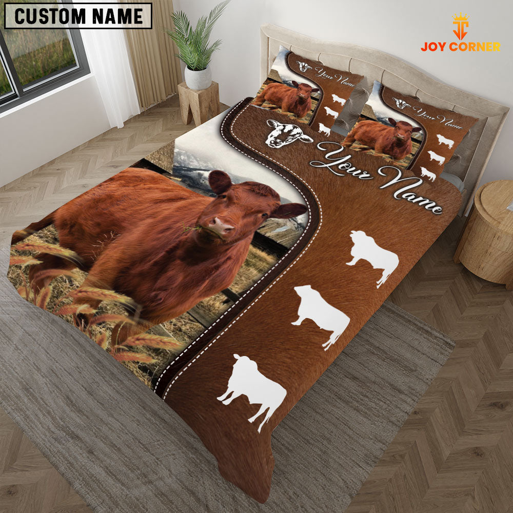 Red Angus On Farm Brown 3D Bedding Set