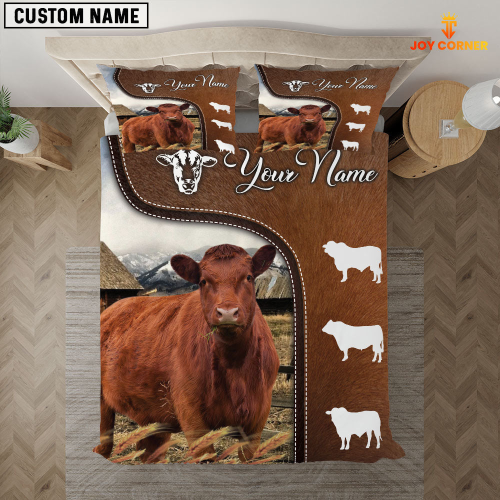 Red Angus On Farm Brown 3D Bedding Set
