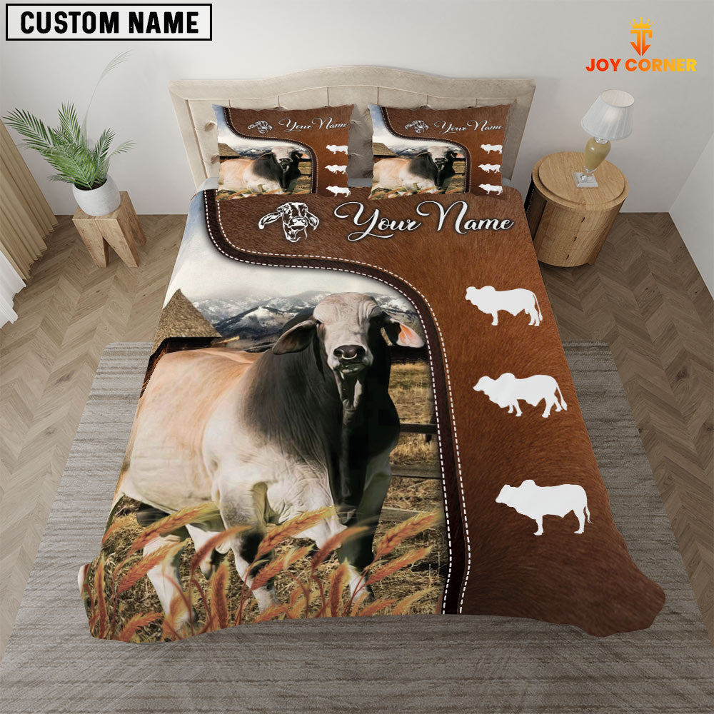 Brahman Cattle On Farm Brown 3D Bedding Set