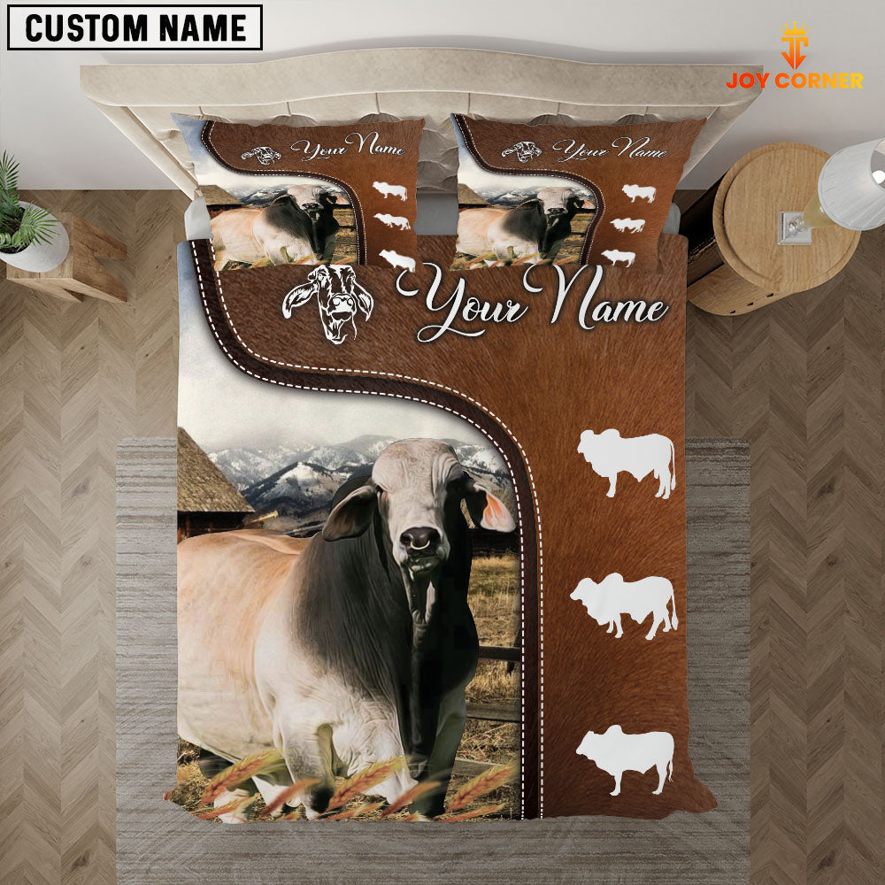 Brahman Cattle On Farm Brown 3D Bedding Set