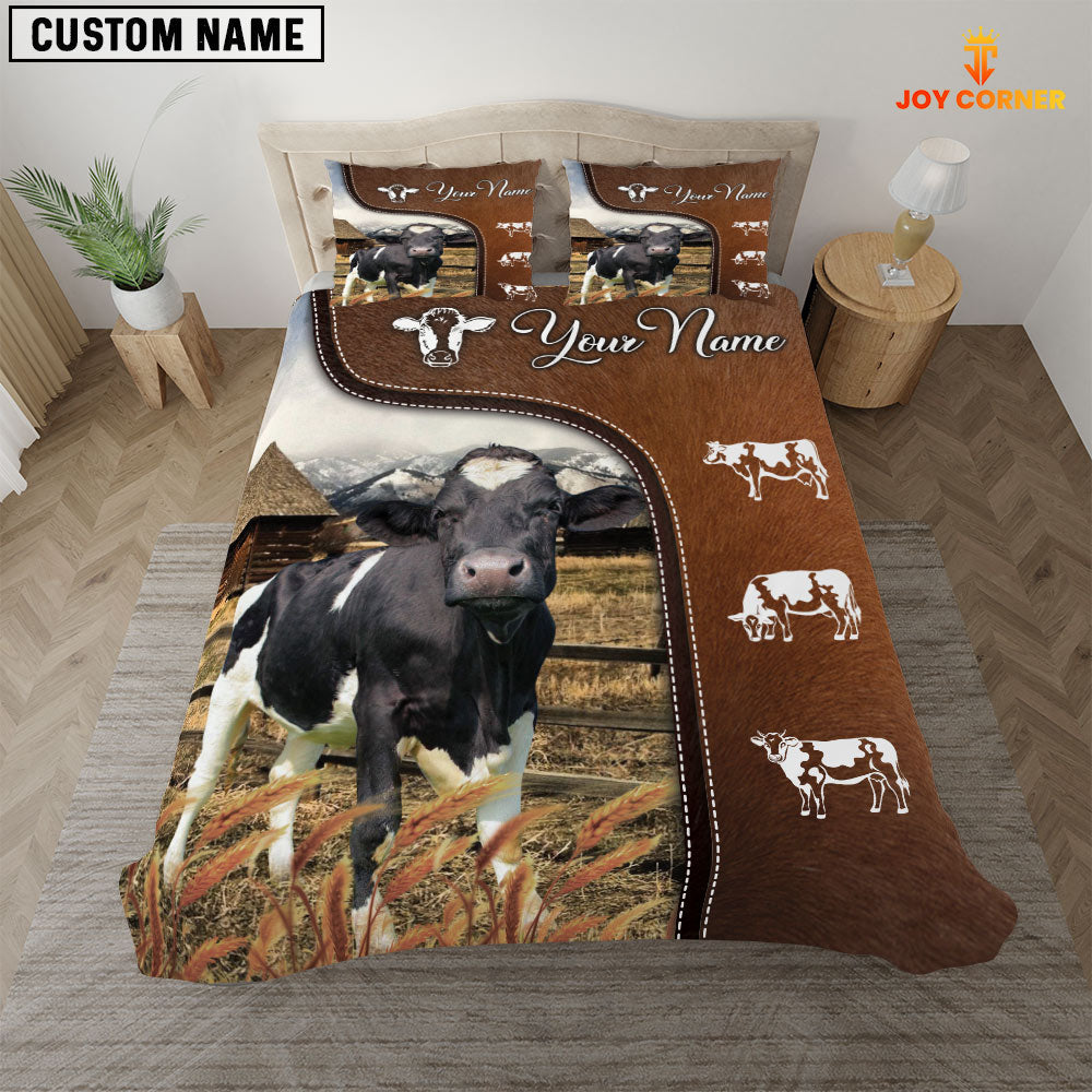 Holstein On Farm Brown 3D Bedding Set