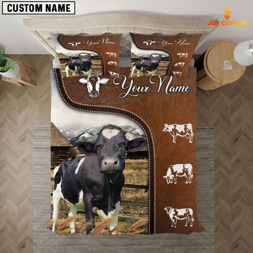 Holstein On Farm Brown 3D Bedding Set