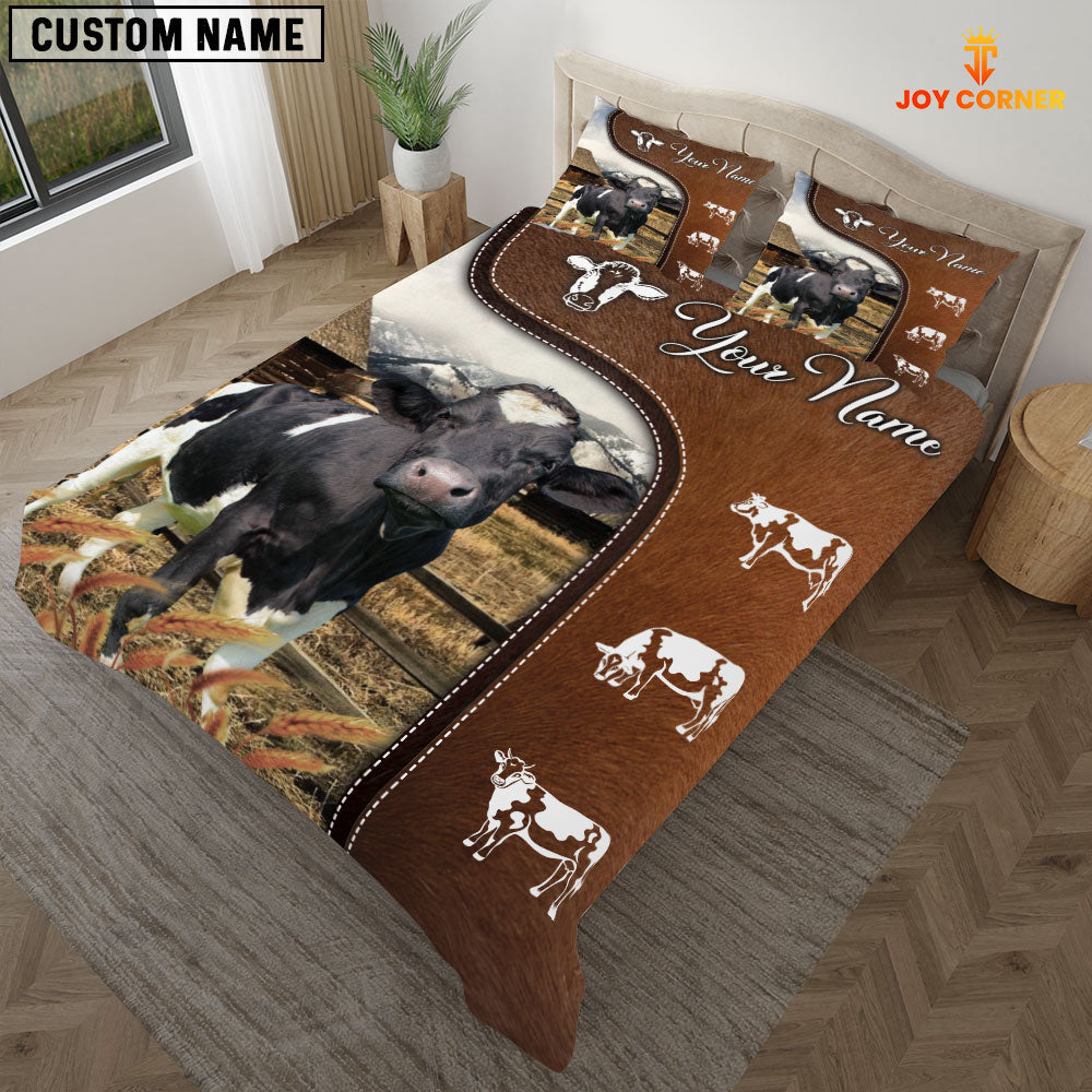 Holstein On Farm Brown 3D Bedding Set