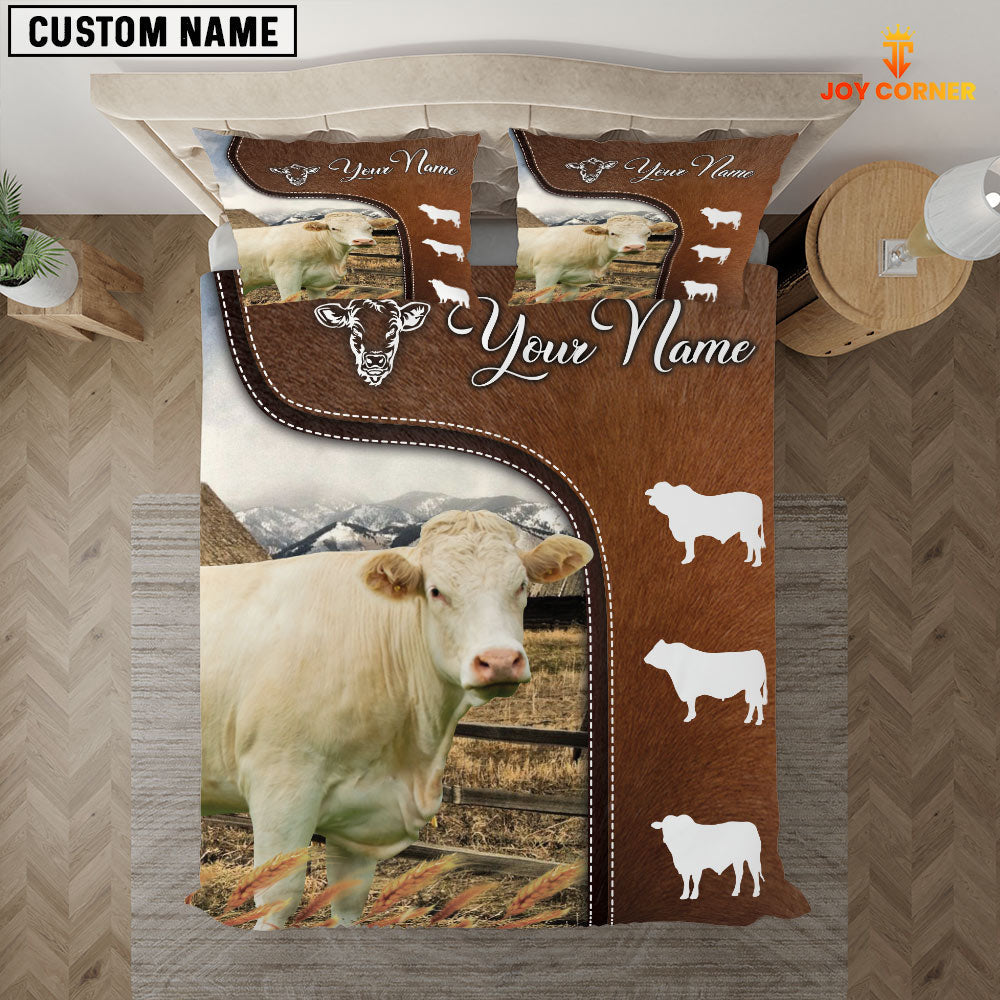 Charolais On Farm Brown 3D Bedding Set