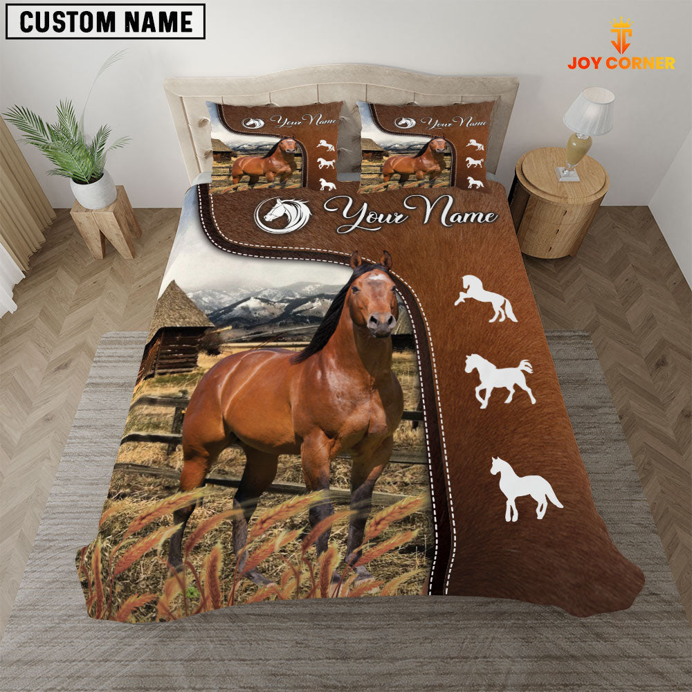Horse Jersey On Farm Brown 3D Bedding Set