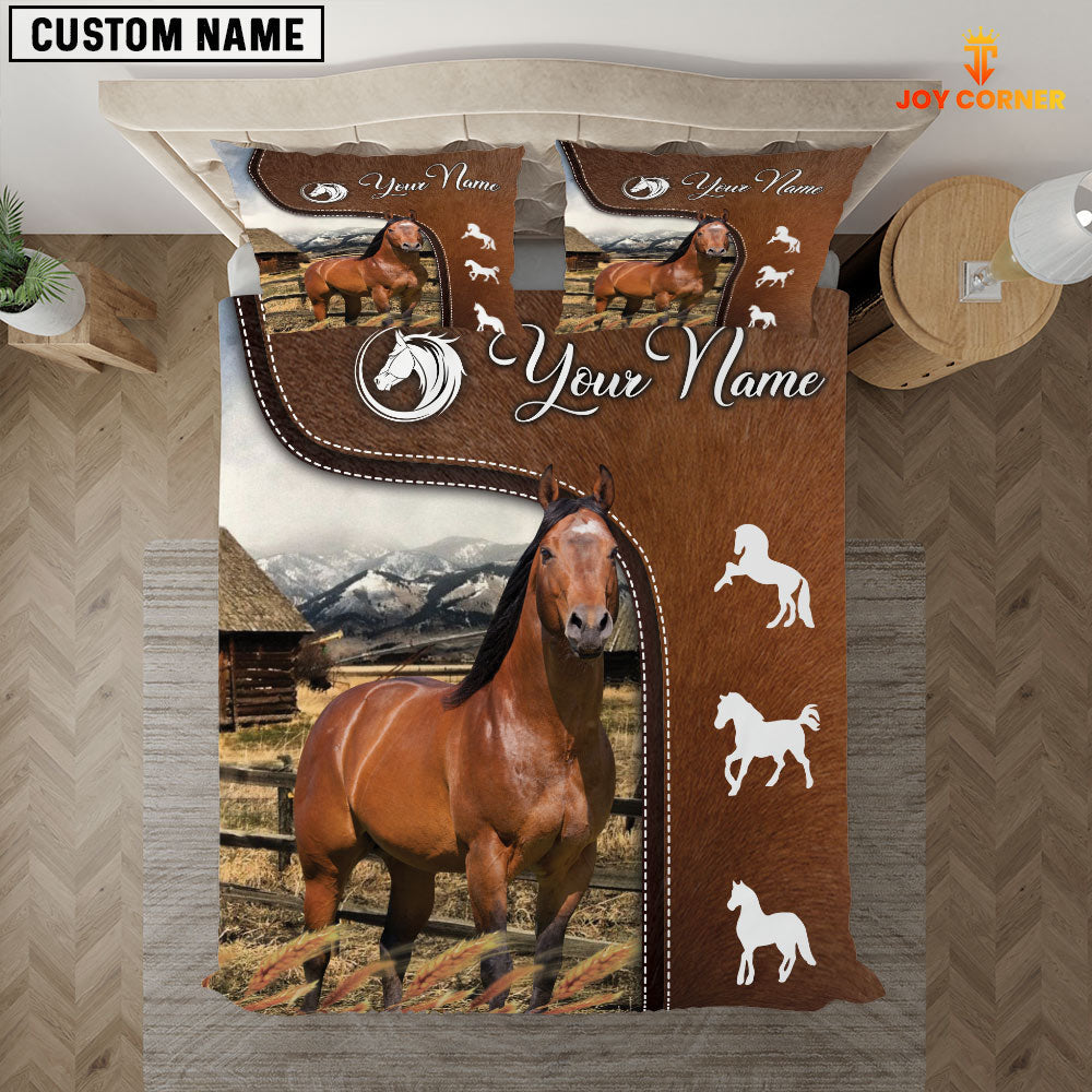 Horse Jersey On Farm Brown 3D Bedding Set