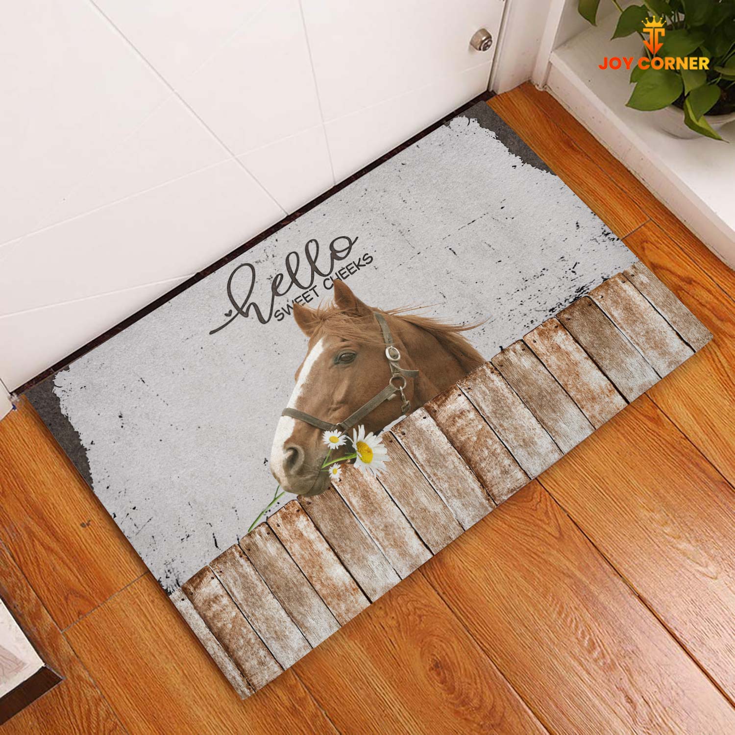 Horse Hello Sweet Checks Doormat