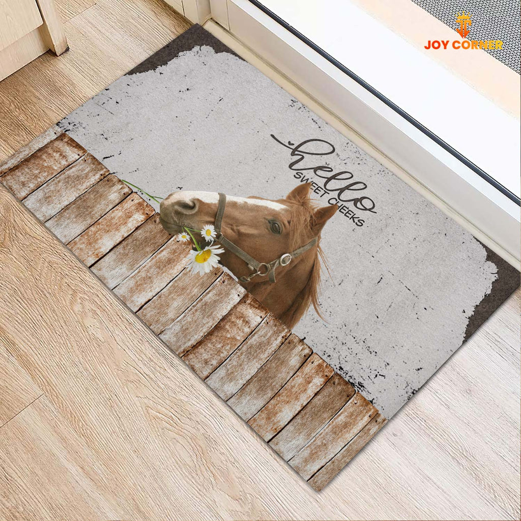 Horse Hello Sweet Checks Doormat