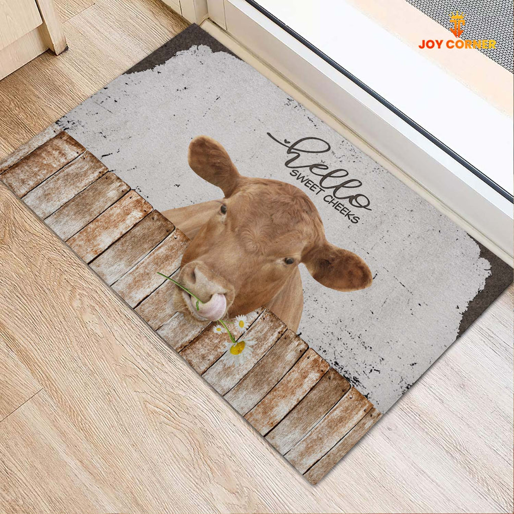 Red Angus Hello Sweet Checks Doormat