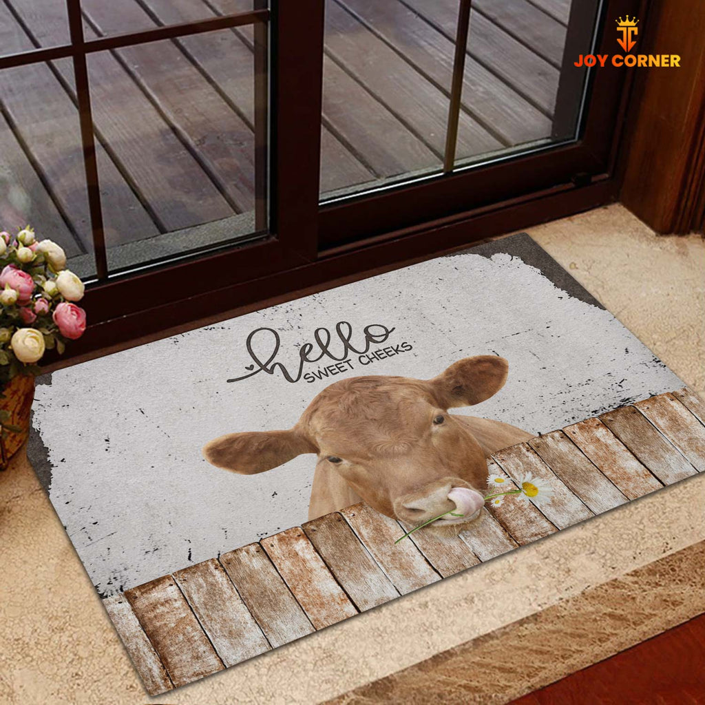 Red Angus Hello Sweet Checks Doormat