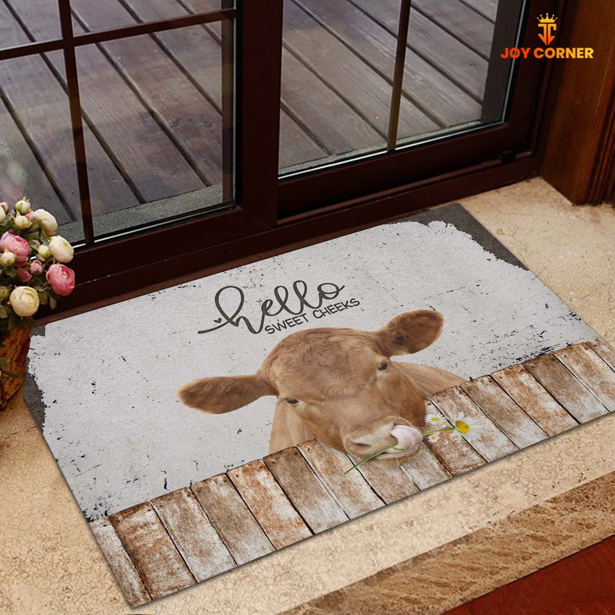 Red Angus Hello Sweet Checks Doormat