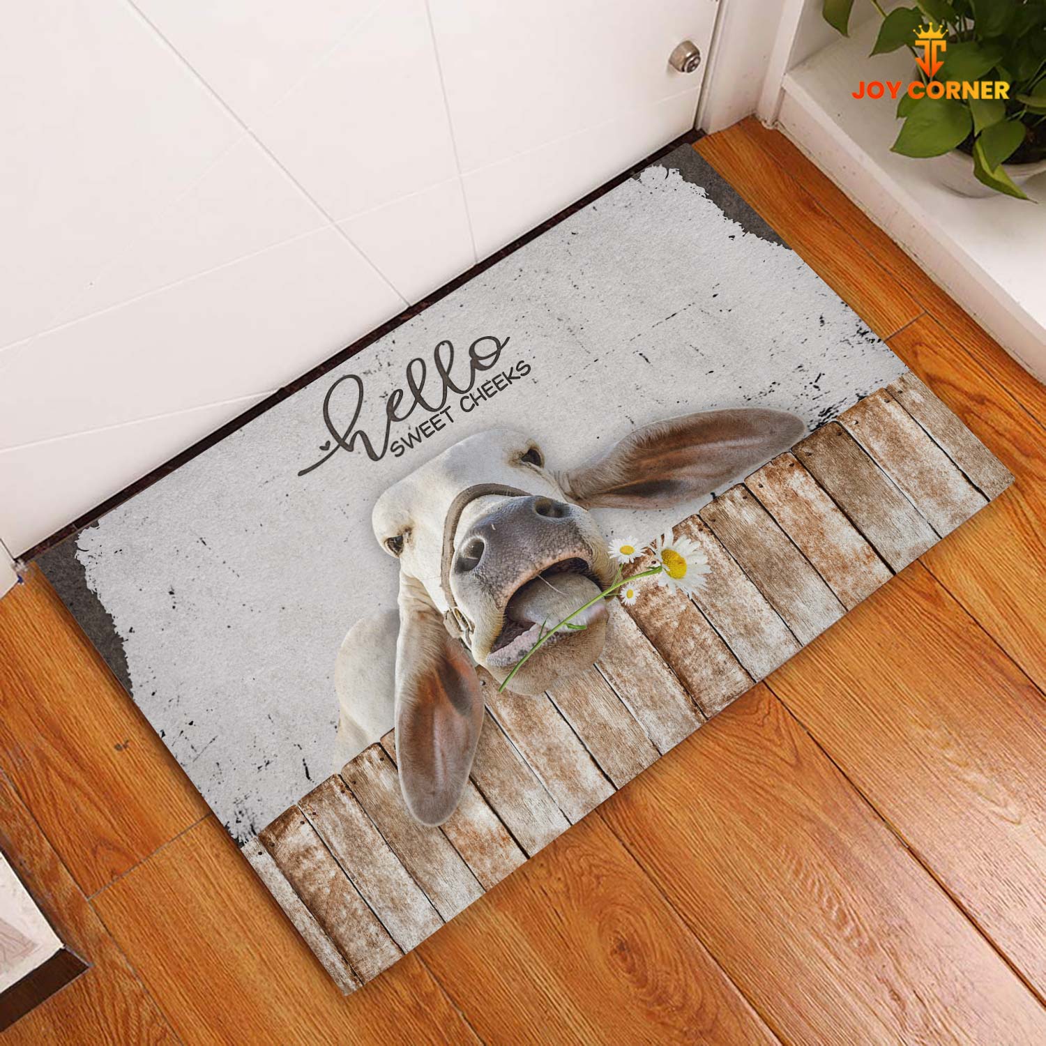 Brahman Cattle Hello Sweet Checks Doormat