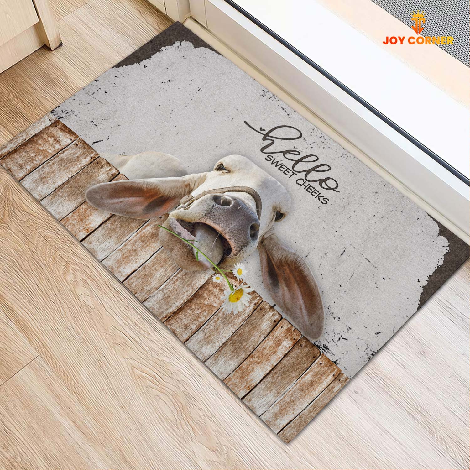 Brahman Cattle Hello Sweet Checks Doormat