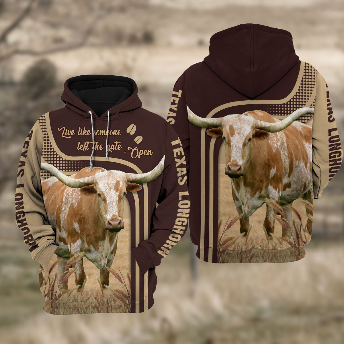 Texas Longhorn Cattle Live Like Someone left the gate open Hoodie For Kids