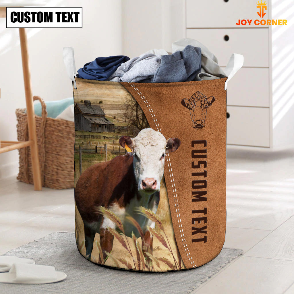 Hereford Brown Farm Custom Name Laundry Basket