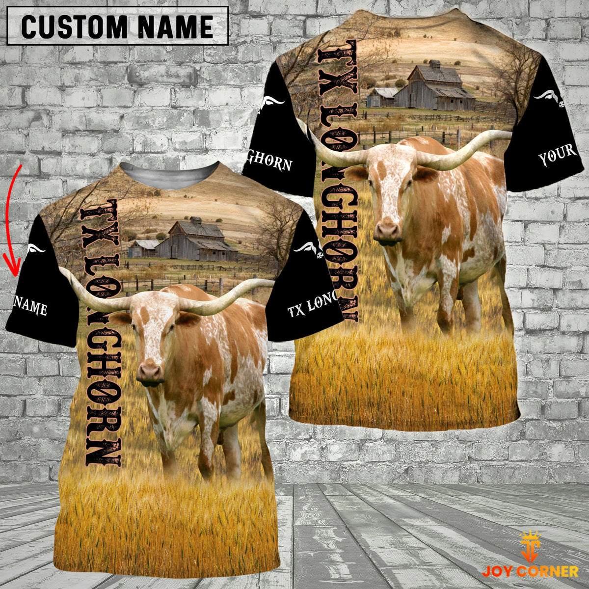 Personalized Name TX Longhorn Cattle On The Farm 3D Shirt