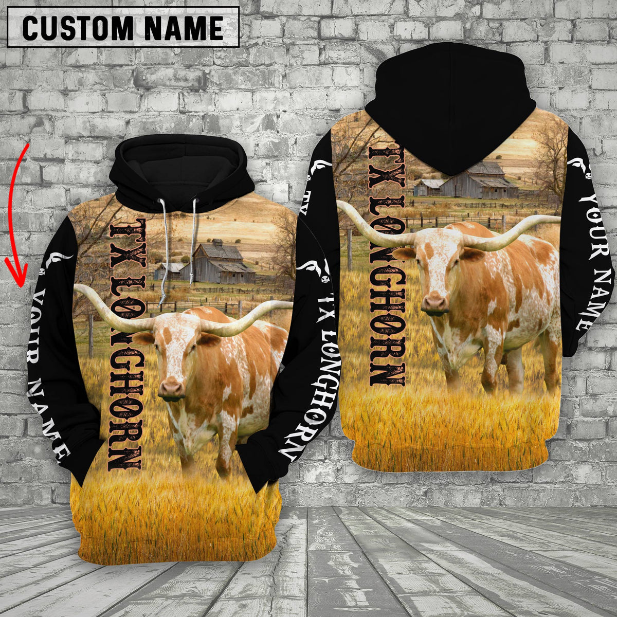 Personalized Name TX Longhorn Cattle On The Farm 3D Shirt