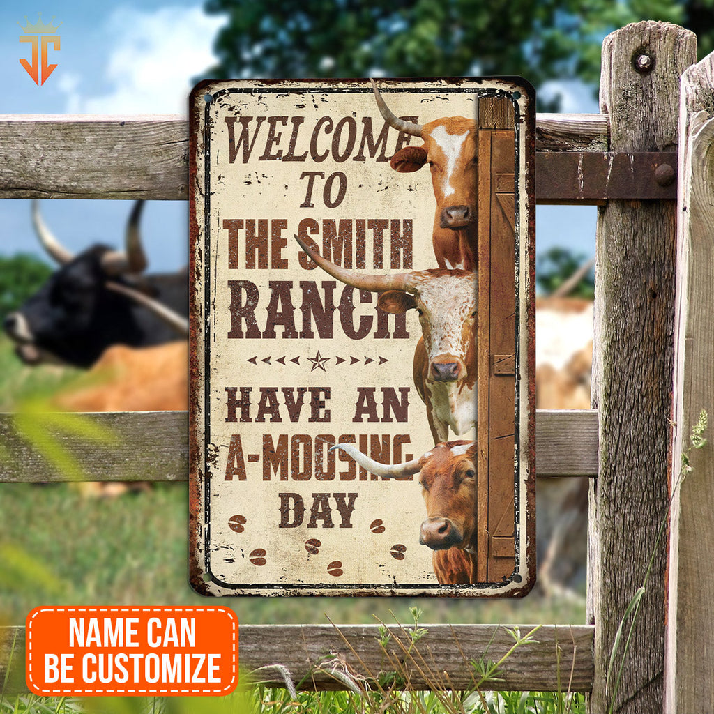 TX Longhorn Have An AMOO-SING Day All Printed 3D Metal Sign