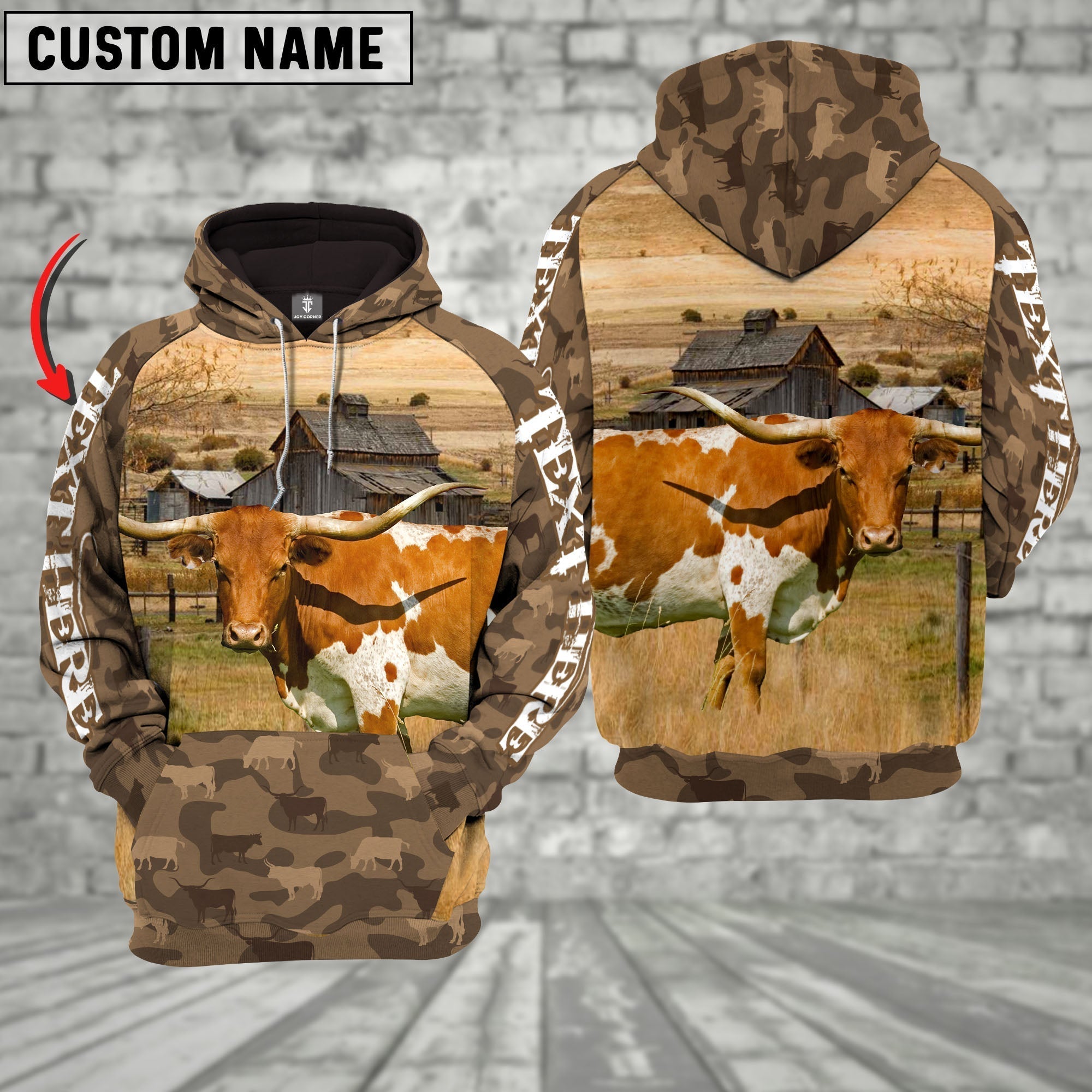 Texas Longhorn Cattle Farming Personalized 3D Hoodie
