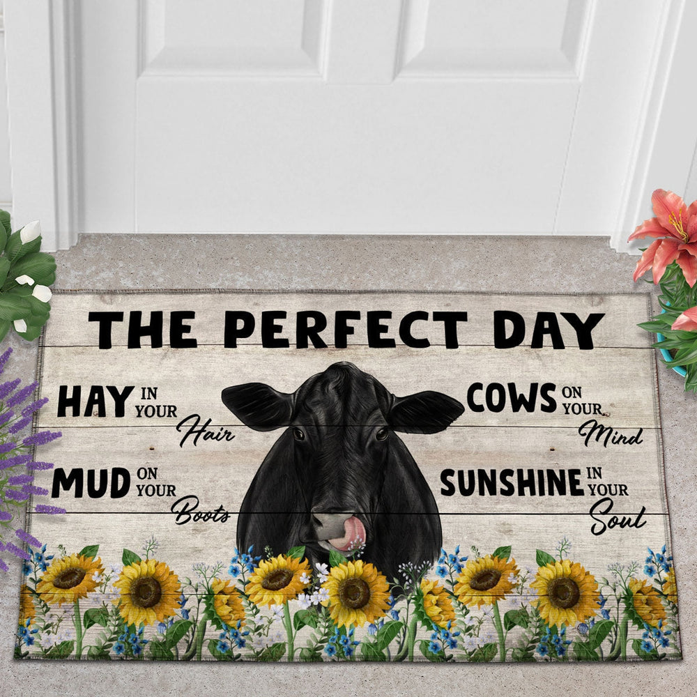 Black Angus The Perfect Day Doormat, Farmhouse Doormat, Welcome Mat