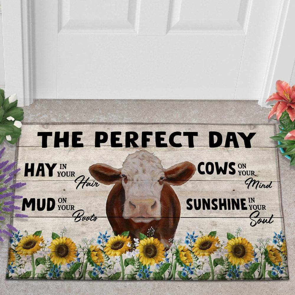 Hereford The Perfect Day Doormat, Farmhouse Doormat, Welcome Mat