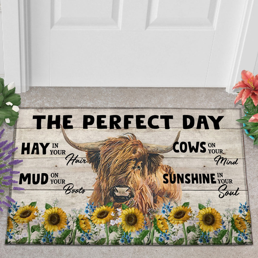 Highland The Perfect Day Doormat, Farmhouse Doormat, Welcome Mat