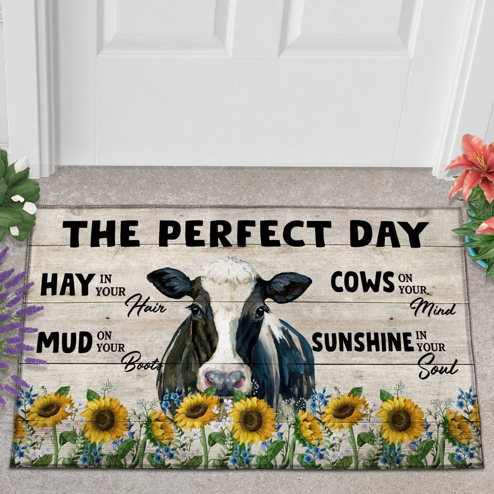 Holstein The Perfect Day Doormat, Farmhouse Doormat, Welcome Mat