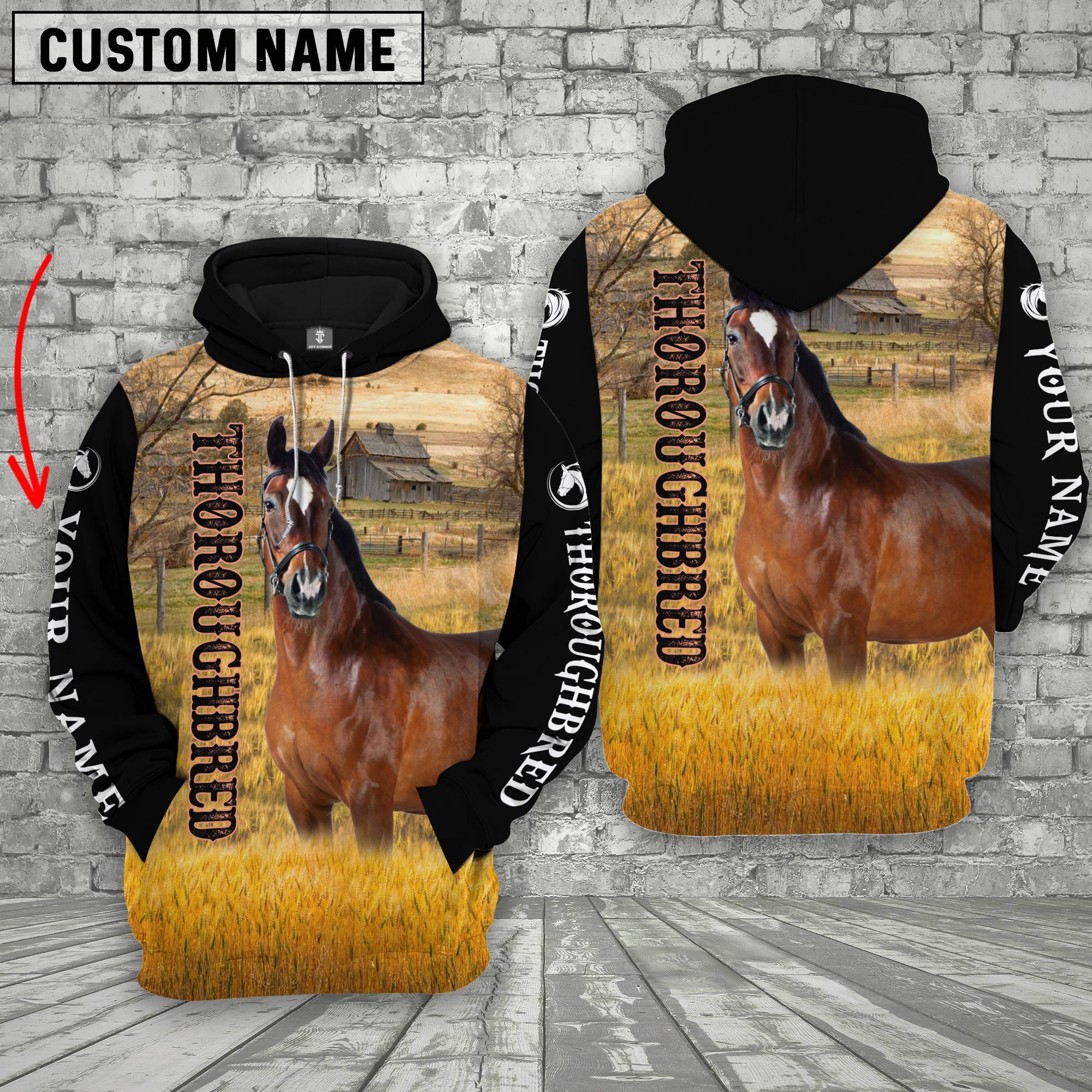 Personalized Name Thoroughbred House On The Farm 3D Hoodie