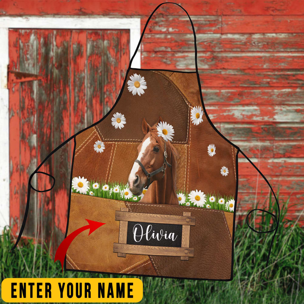 Personalized Name Thouroughbred Horse All Over Printed 3D Apron