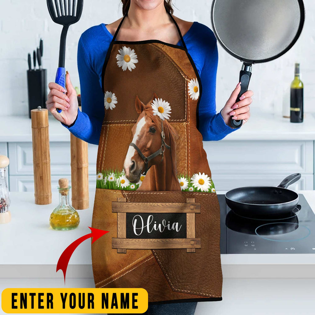 Personalized Name Thouroughbred Horse All Over Printed 3D Apron