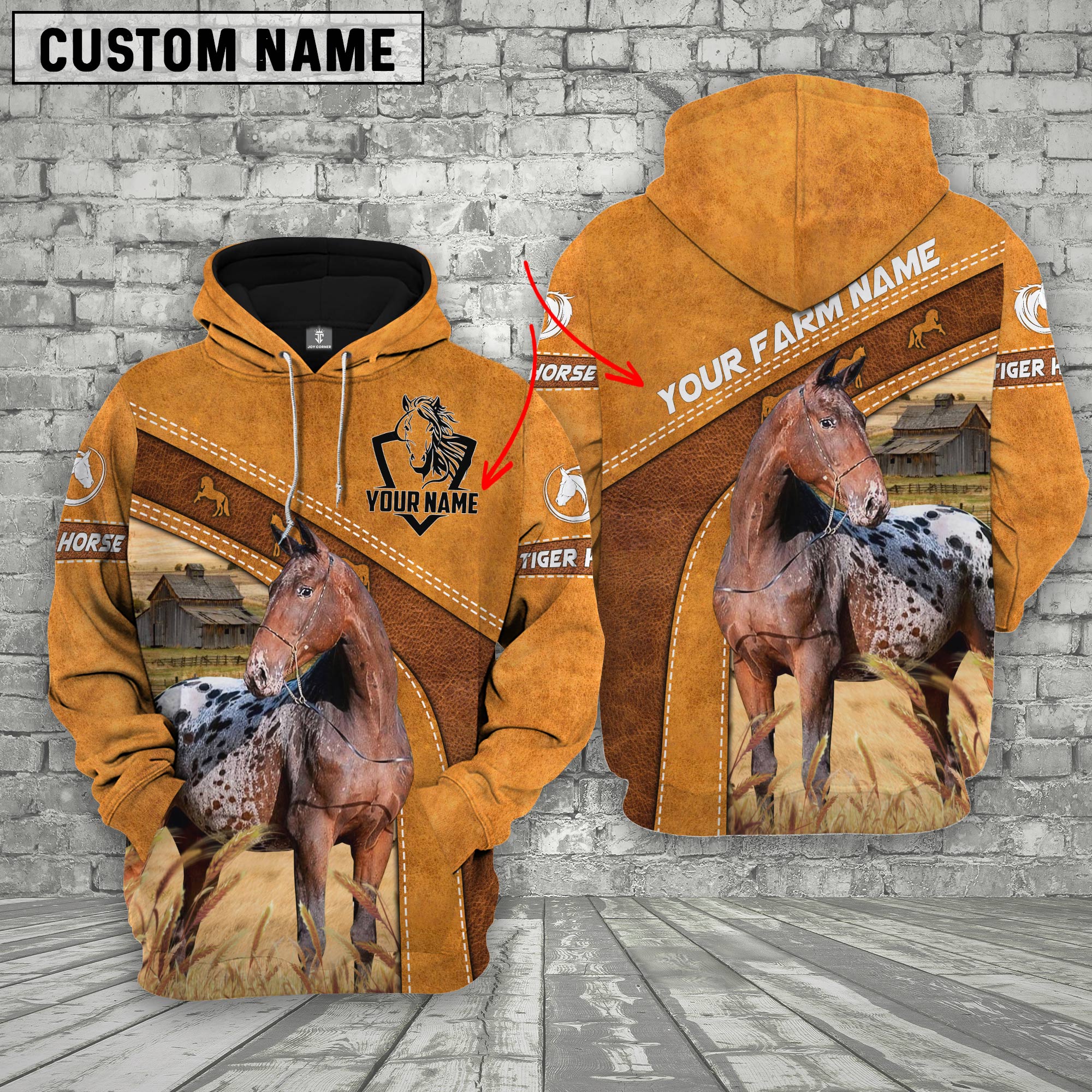 Tiger Horse Custom Name Race Hoodie