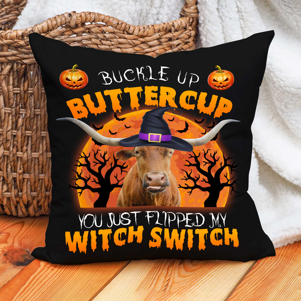 Happy Halloween TX-Longhorn Buckle Up Butter Cup Pillow Case