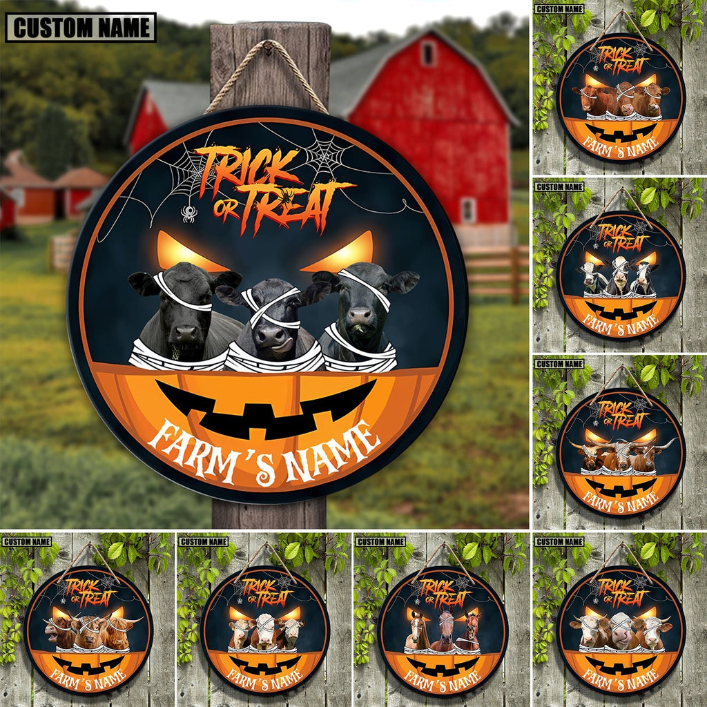 Farm Animal Halloween Custom Name Wooden Sign
