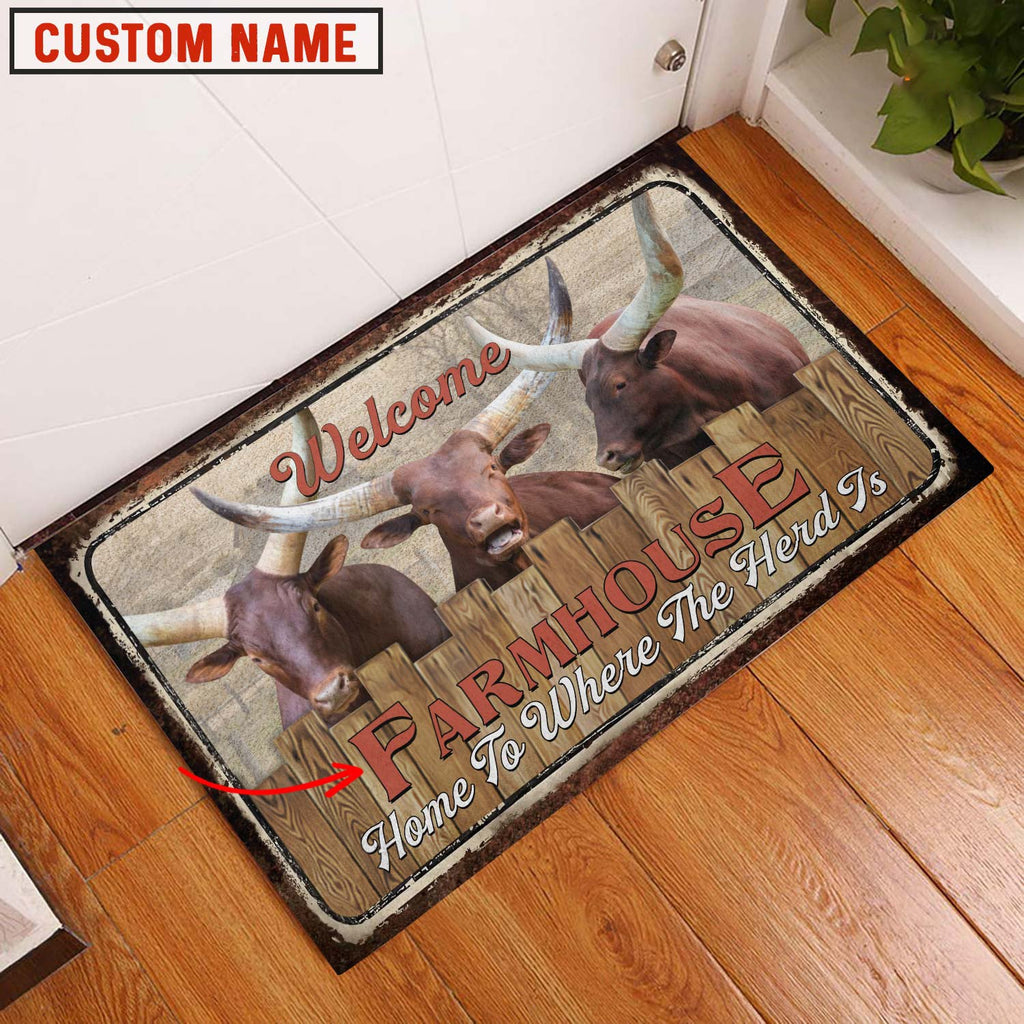 Watusi Welcome Custom Name Doormat