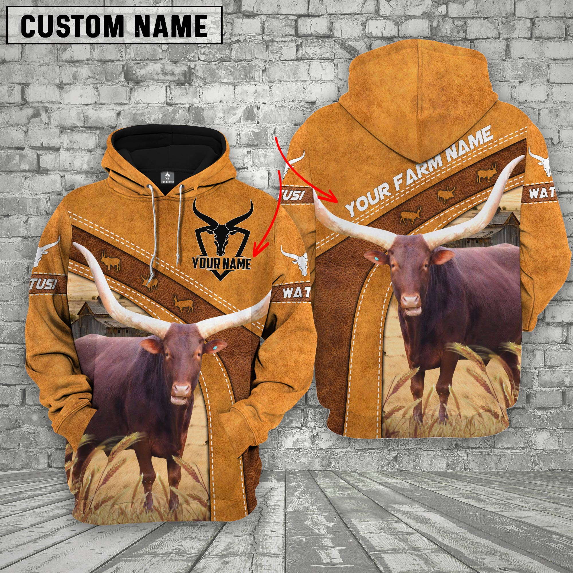Personalized Name Farm Watusi Cattle Hoodie TT7